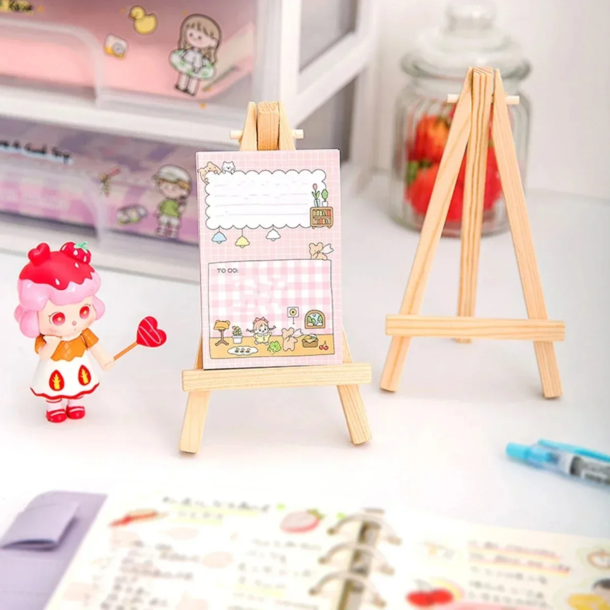 50/10pcs Wood Mini Easel Frame Desktop Triangle Display Stand Wedding Table Card Stand Holder Children Painting Craft Tripod view 4