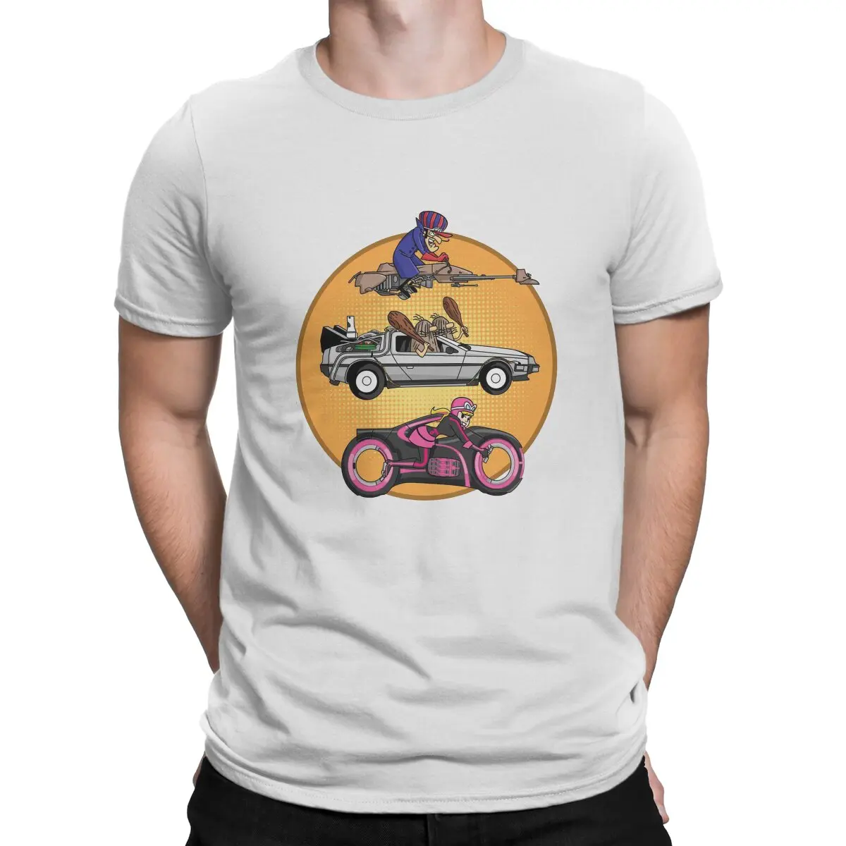 Wacky Races Retro Cartoon Race T Shirt Harajuku Graphic Men's Polyester Tshirt O-Neck