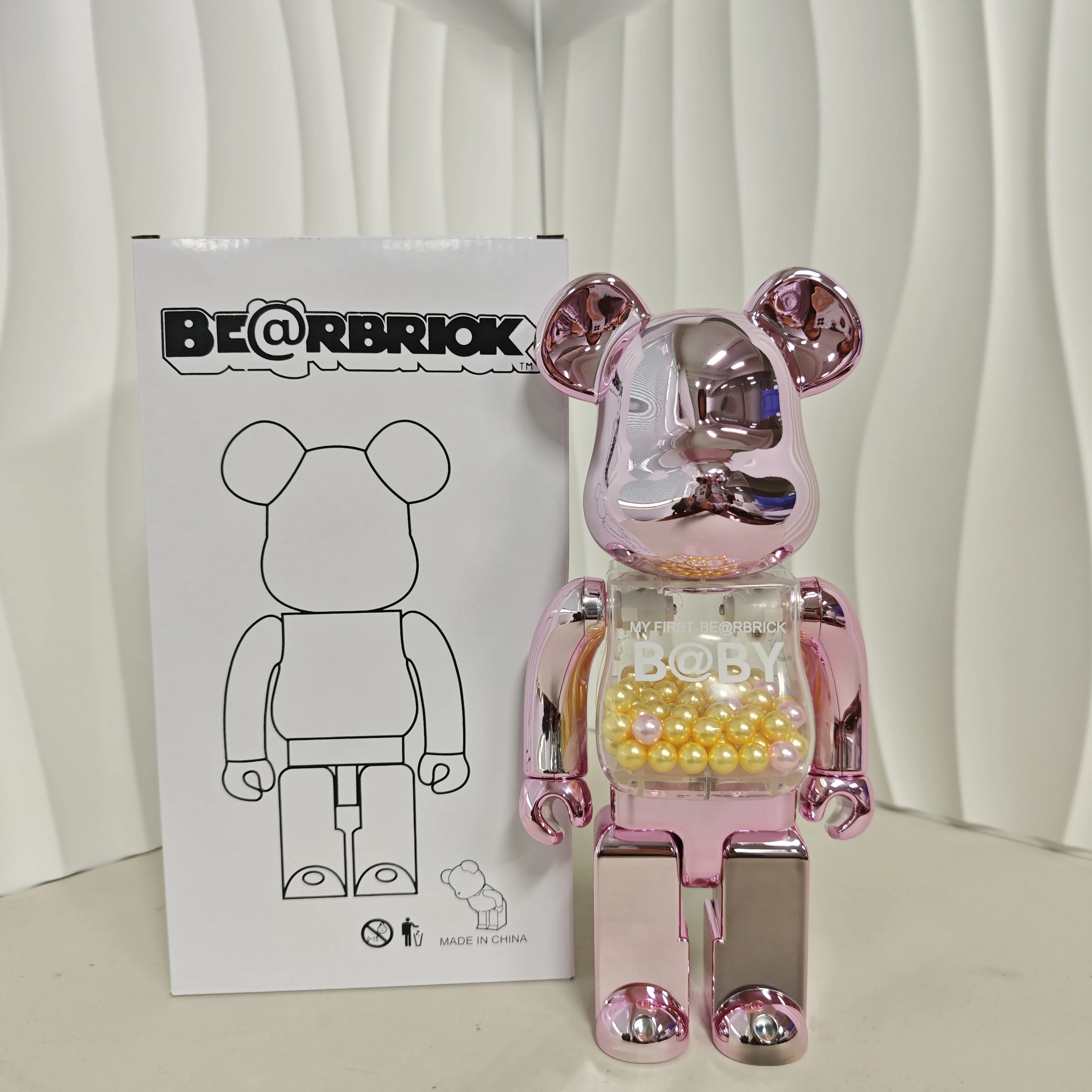 Figur Dekorasi Meja Bearbick 400% Electroplating Pink Qianqiu Tinggi 28cm, Sendi Dapat Diputar, Boneka Hadiah