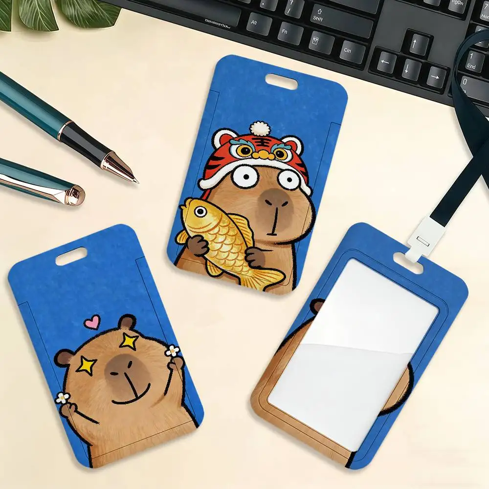 Kawaii Cartoon Cute Capybara Card Holder Cardcase Bank Credit Student ID Subway Work Permit Badge Holder Door Card