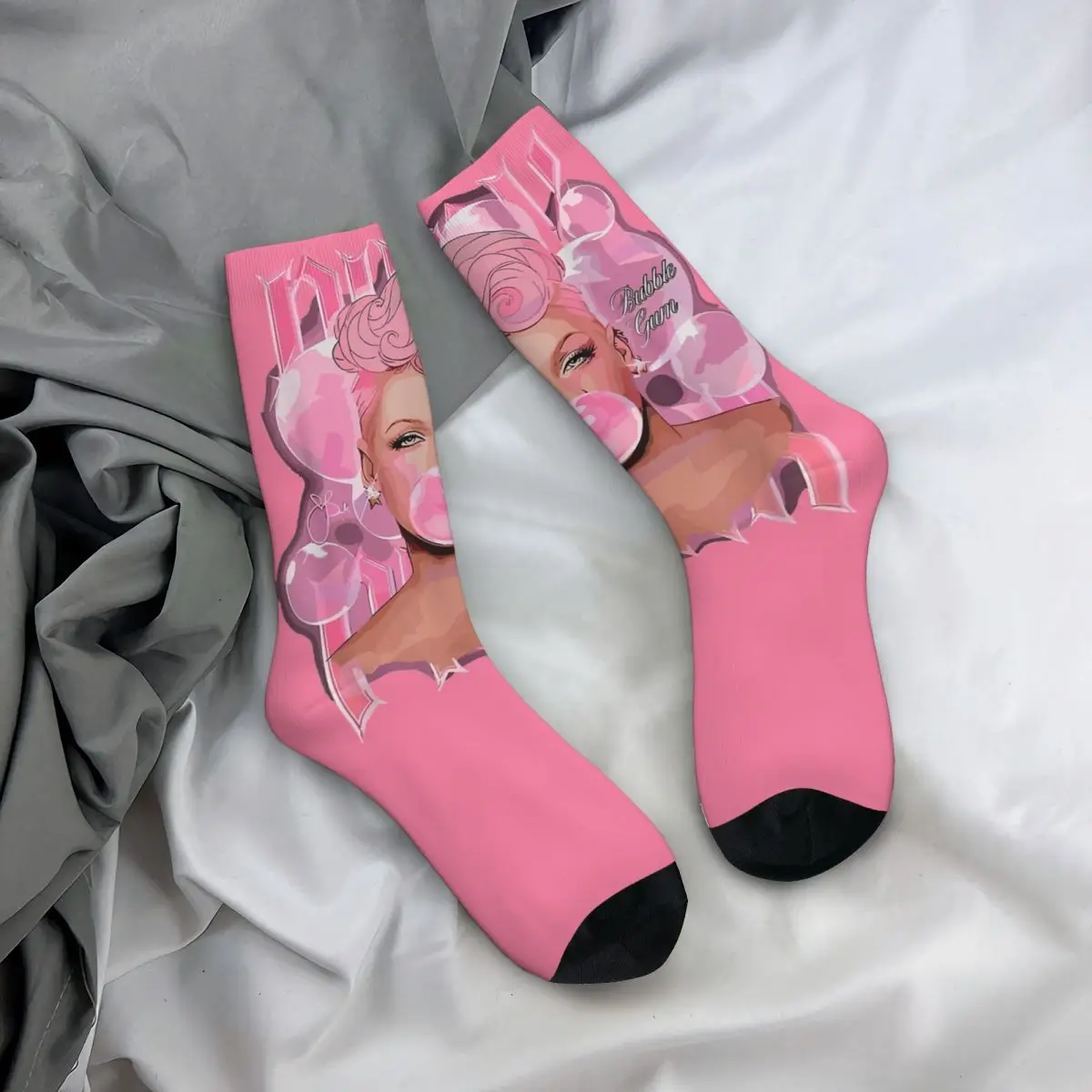 Unisex Pink P!nk Cool Singer Socks Warm Fashion Country Music World Tour Socks Harajuku Middle TubeCrew Socks Wonderful Gifts