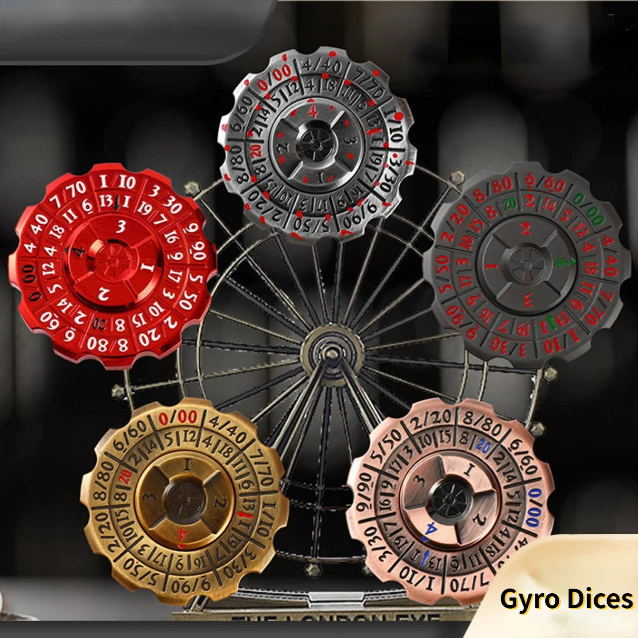 Gyro Dice Metal Spinner Dice 7 in 1 Dragon Spinning DND Dices for Dragon & Dungeons Polyhedral RPG Role-Playing Finger dice