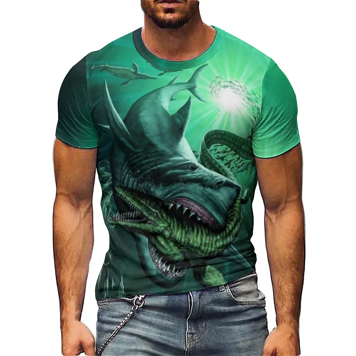 

New Personalized Vibrant Colorful Men's 3D Printed Short Sleeve T-Shirt - Loose Fit