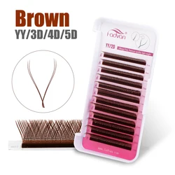 FADVAN Brown YY/3D/4D/5D lashes W Shape Lashes Faux Mink D/M Curl Natural Soft Brazilian Eyelash Premade Fans Eyelash Extensions