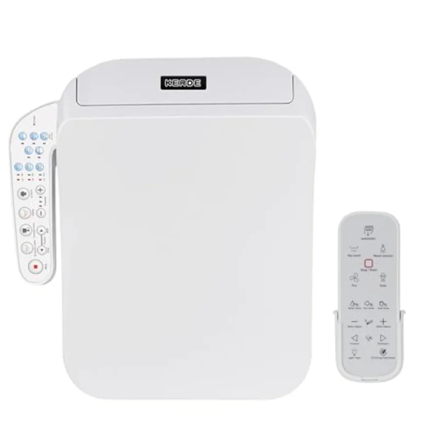 F30B Square Electric Bidet Toilet Seat - Heated Seat Warm Water Cleansing Air Dryer Adjustable Nozzle Remote Control Energy Sav