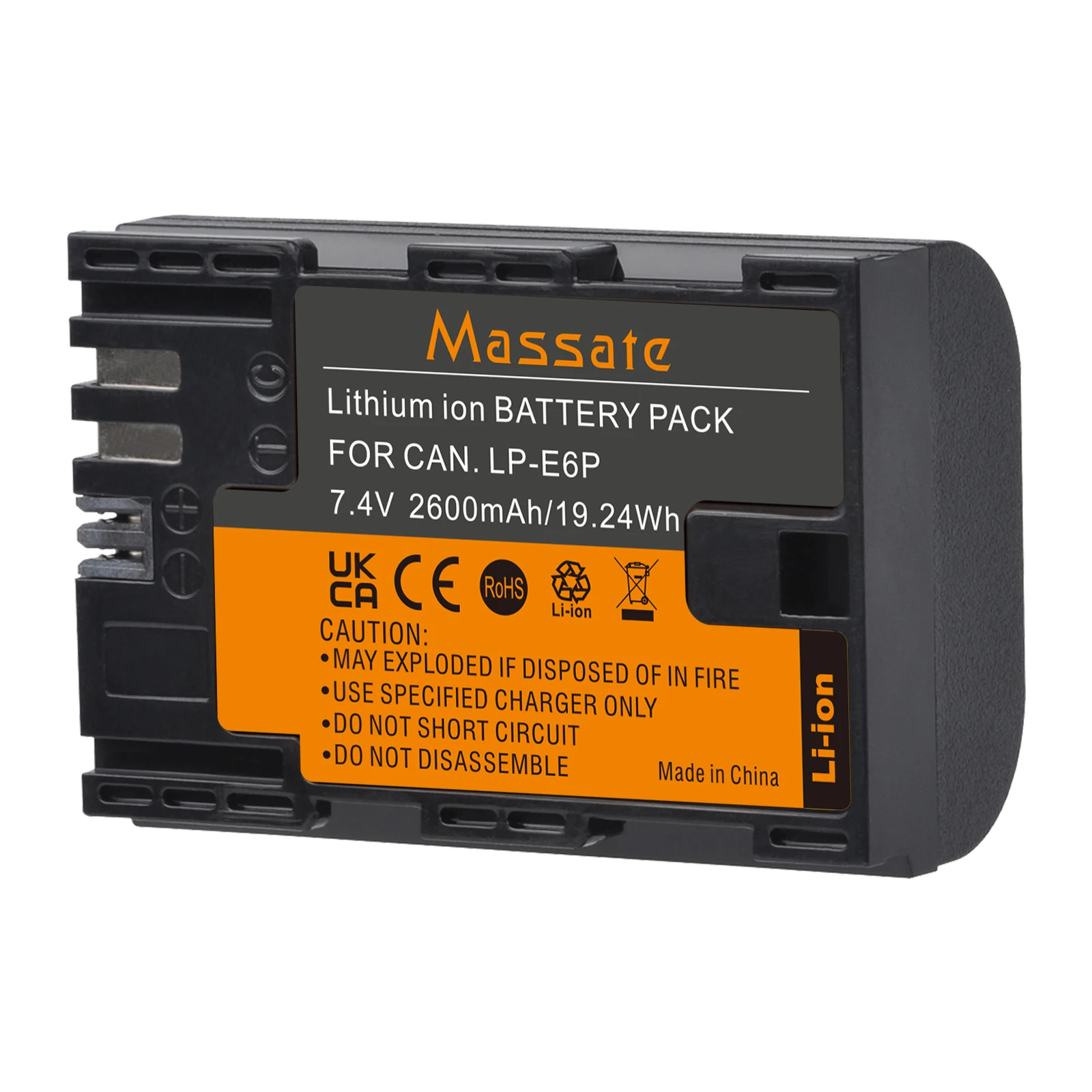

Massate LP-E6P LP E6P LPE6P 2600mAh Replacement Battery+Dual USB charger for Canon EOS R EOS 5DS R 90D R5 R6 R7 Mark II Mark III