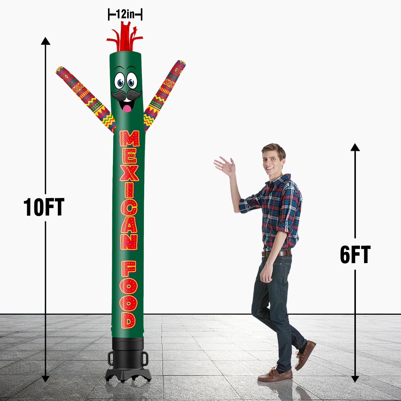 공기 주입식 멕시코 음식 춤추는 가이, 야외 장식 광고, 송풍기 미포함, 6 피트, 10 피트, 15 피트, 20 피트
