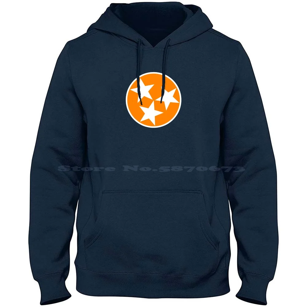 Tennessee Tri-Star Logo ( Orange And White ) By Homegrown Threads 100% Cotton Hoodie Tennessee Vols Volunteers Orange