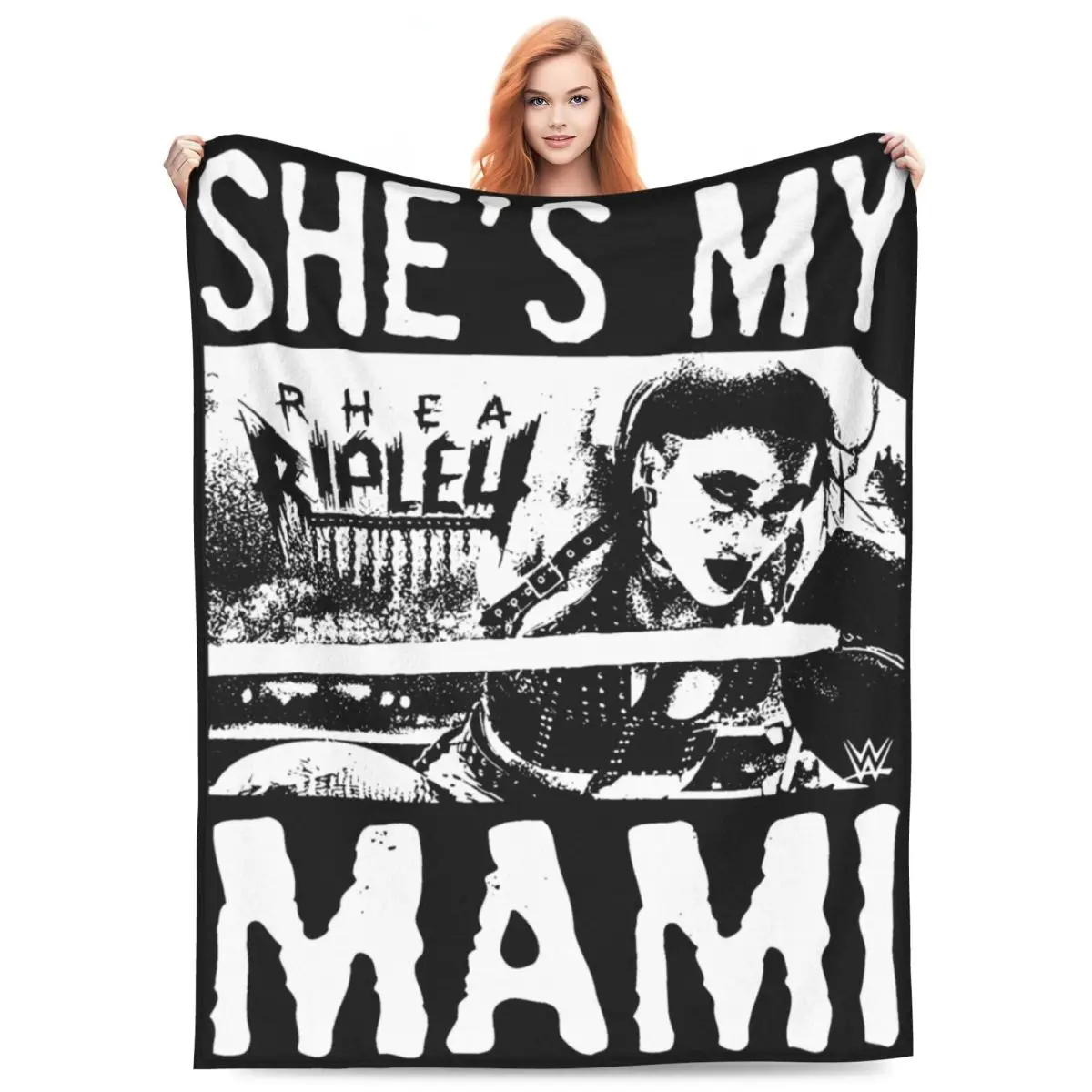 

Vintage Rhea Ripley Wrestling Throw Blanket Coral Fleece Plush Bed She's My Mami Throw Blankets Relax Super Soft for Couch