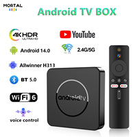 Mortal Q1 TV Box 2.4G/5G Allwinner H313 WiFi Android 14.0 Support 4K H.265 HEVC HDR10 Voice Vdieo Netflix 16GB ROM Set Top Box