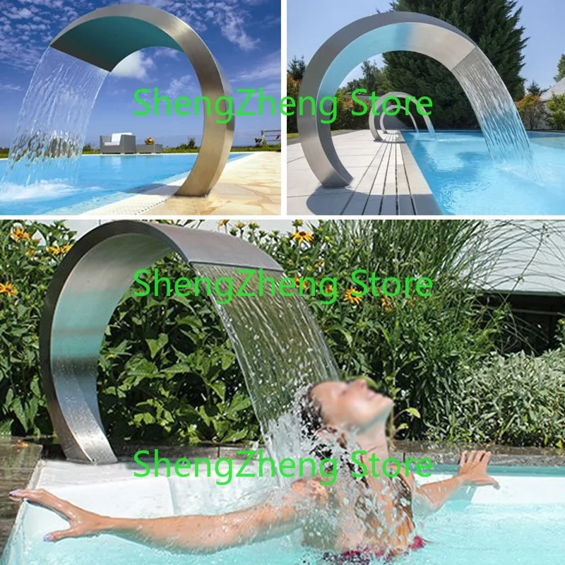 40x20cm Stainless Steel Pool Water Fountain Pond Garden Swimming Pool Waterfall Feature Decorative Hardware Faucet