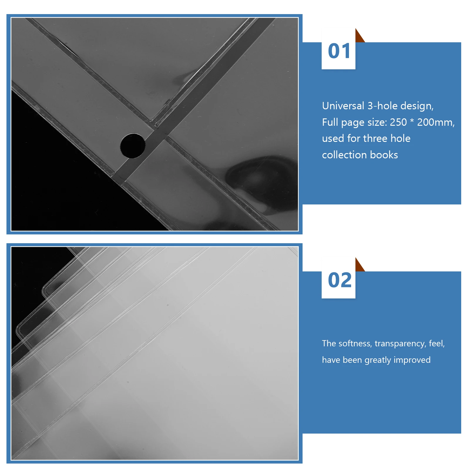 

2 Packs 20 Pages Banknote Collection Book Inside Storage Bags Top-insert Holders Album Sheets PVC Clear Protective Paper Money