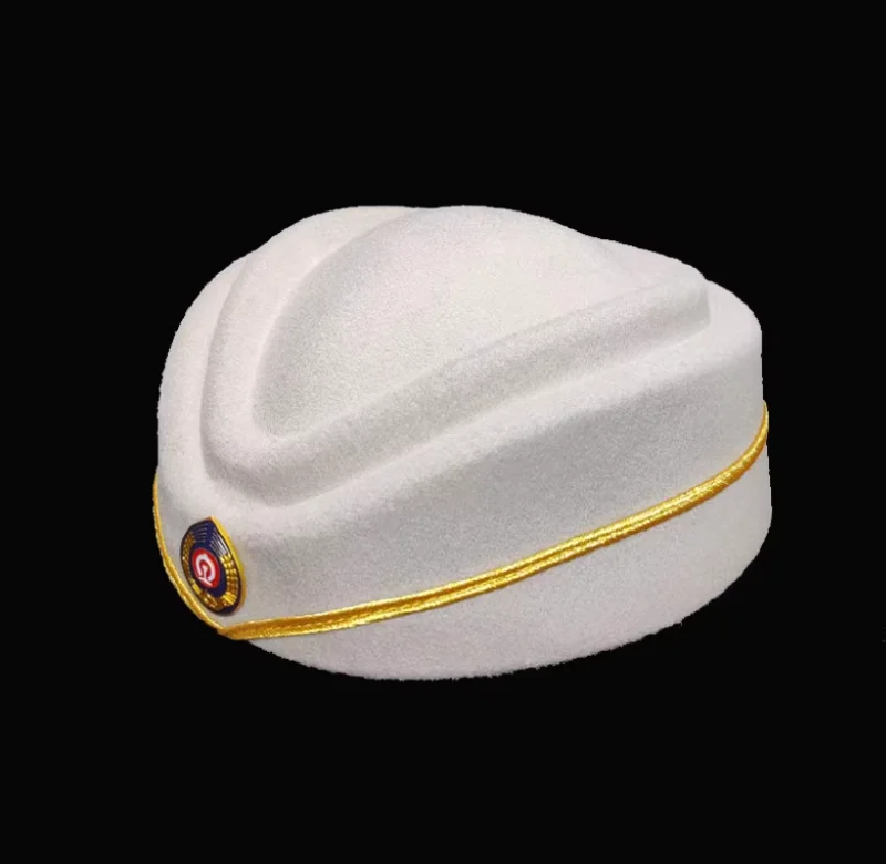 

Chinese Dome Crew Double V high-speed Rail Hat Stage Performance Flight Attendant Hat