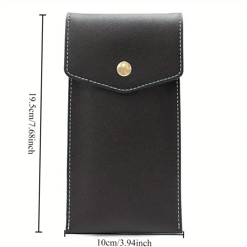 Estojo de Couro PU para Lápis, Bolsa de Armazenamento Portátil para Óculos de Estudante, Bolsa de Papelaria de Grande Capacidade para Escritório e Negócios, Estojo para Canetas