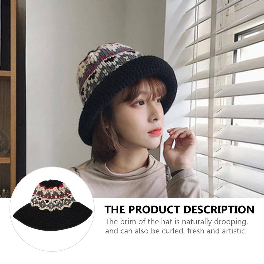 

Wool Cap Hats for Women Knitted Woman Woolen Winter Wearing Warm Yarn Knitting Weave Miss Beanie Outdoor