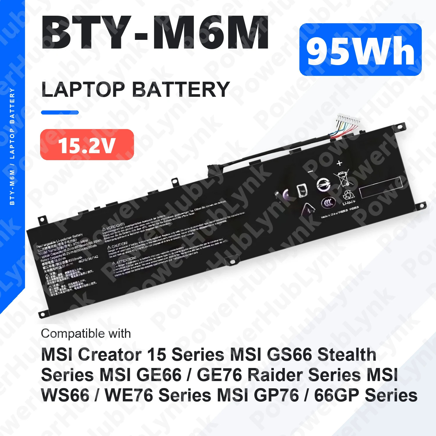 BTY-M6M 15.2V 95Wh Laptop Battery For MSI Creator 15 GS66 Stealth GE66 GE76 Raider WS66 WE76 GP76 MS-16V1 MS-17K2 66GP