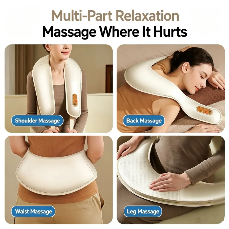 Neck Shoulder Massage Shawl, Electric Shiatsu Kneading Heated Massager for Trapezius & Back, Multi-Functional Home Massager