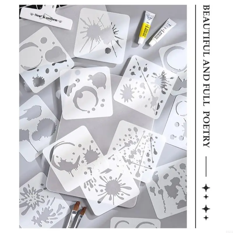 6 個のインクドットステンシル描画テンプレート中空アルバム絵画ステンシル