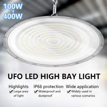 High Bay Light UFO LED 110V/220V 100W 150W 200W 300W 400W oświetlenie garażowe wodoodporne Super jasne oświetlenie przemysłowe dla fabryki