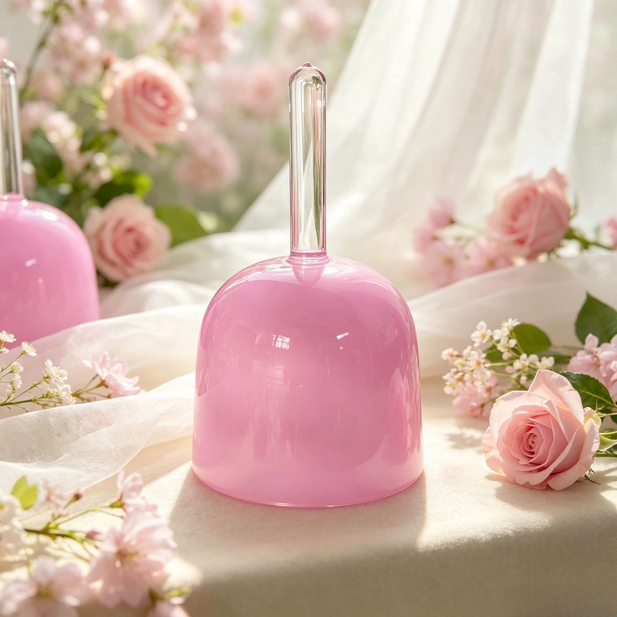 Star Linkup 4.5 Inch Pastel Pink Handheld Quartz Sound Bowl Tuned to Standard 528Hz, Portable Hand Grip Crystal Bowl for Stress Relief & Professional Sound Healing Therapy
