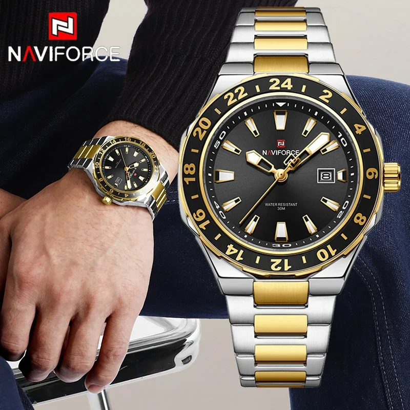 

NAVIFORCE лучший бренд кварцевые мужские часы модные классические часы с календарем водостойкий ремешок из нержавеющей стали роскошные деловые мужские часы