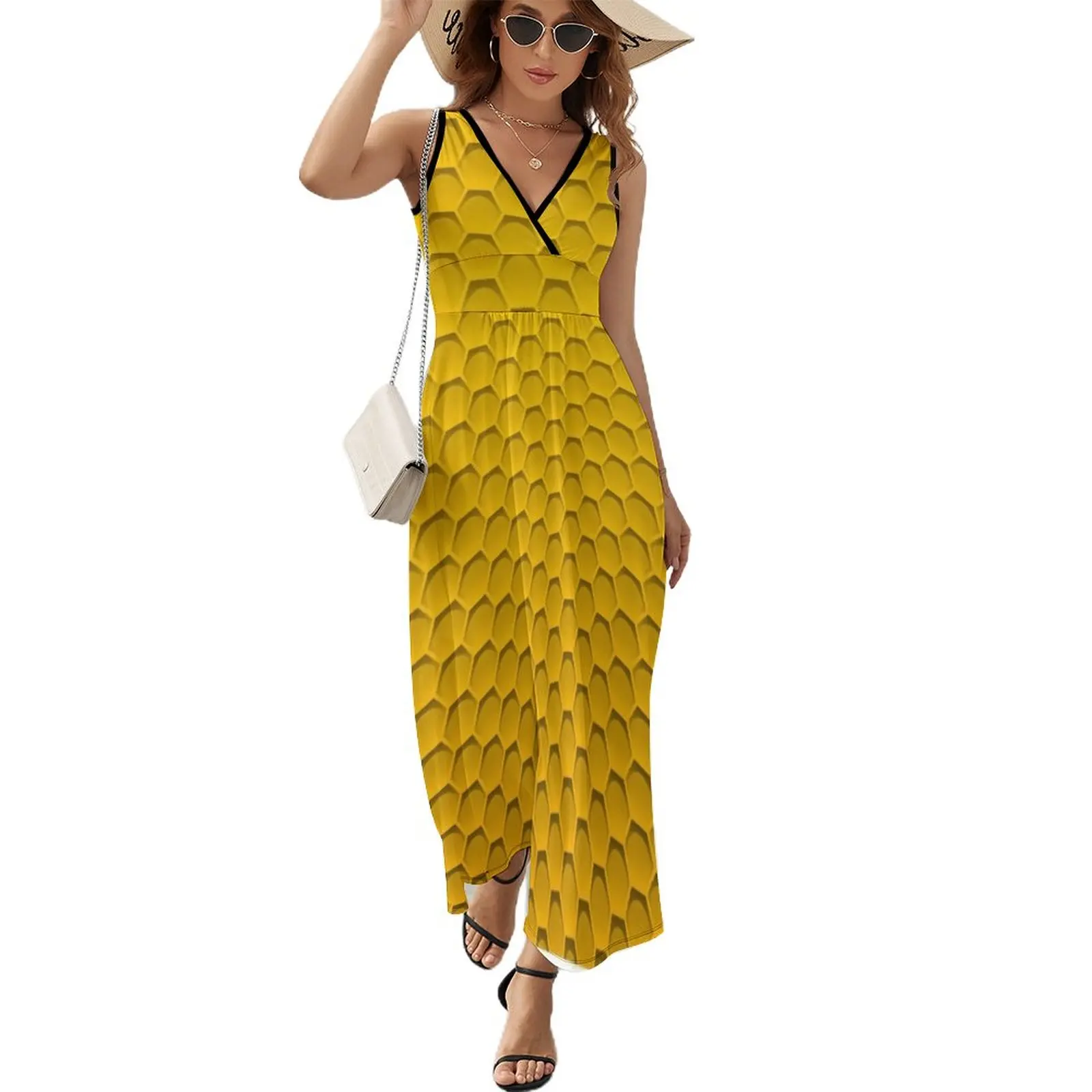 Honeycomb Pattern - Great for Bee Halloween Costume Sleeveless Dress Women's summer dresses elegant dresses for women