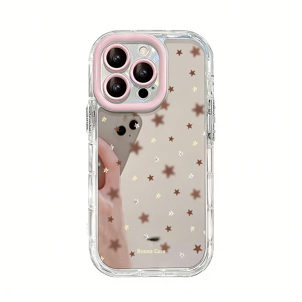 Einfache Stern-Polka-Dots Air-Cushion-Spiegel-Handyhülle für iPhone 17 15 14 16 Pro Max 13 12 11 Pro XR XS 7 8 Plus 17Air Girl Cover – Detail 8