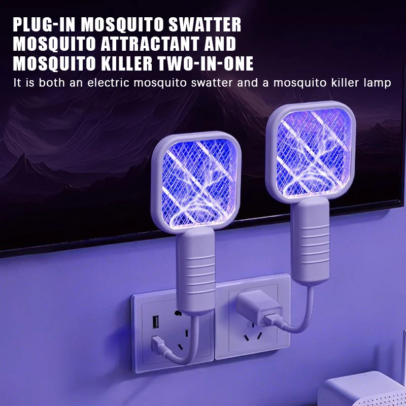 Pest Control USB Mosquito Swatter Trap Electric Shock Mini Fly Bug Zapper UV Light Portable  Racket Bedroom