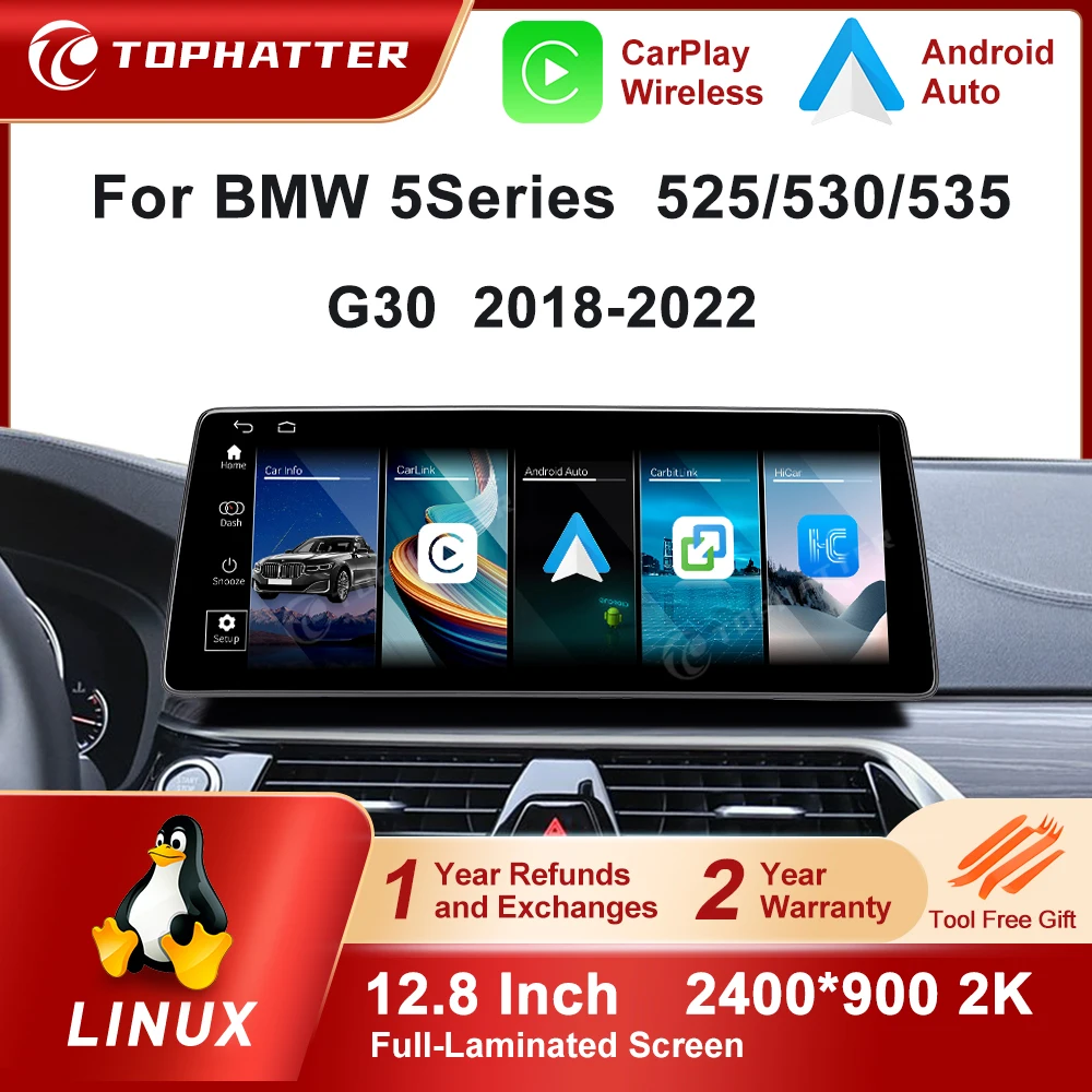 

12.8in CarPlay For BMW 5 Series G30 525/530/535 2010-2018 2k Screen Car Radio LInux Multimedia Player Navi Head Unit