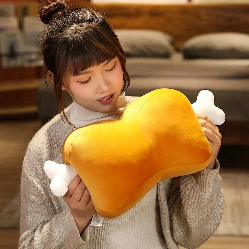 Cartoon Meat Bone Dual-use Handwarmer Stuffed Plush Doll Throw Pillows cushion Anime Chicken legs Toy kids Gifts for Children