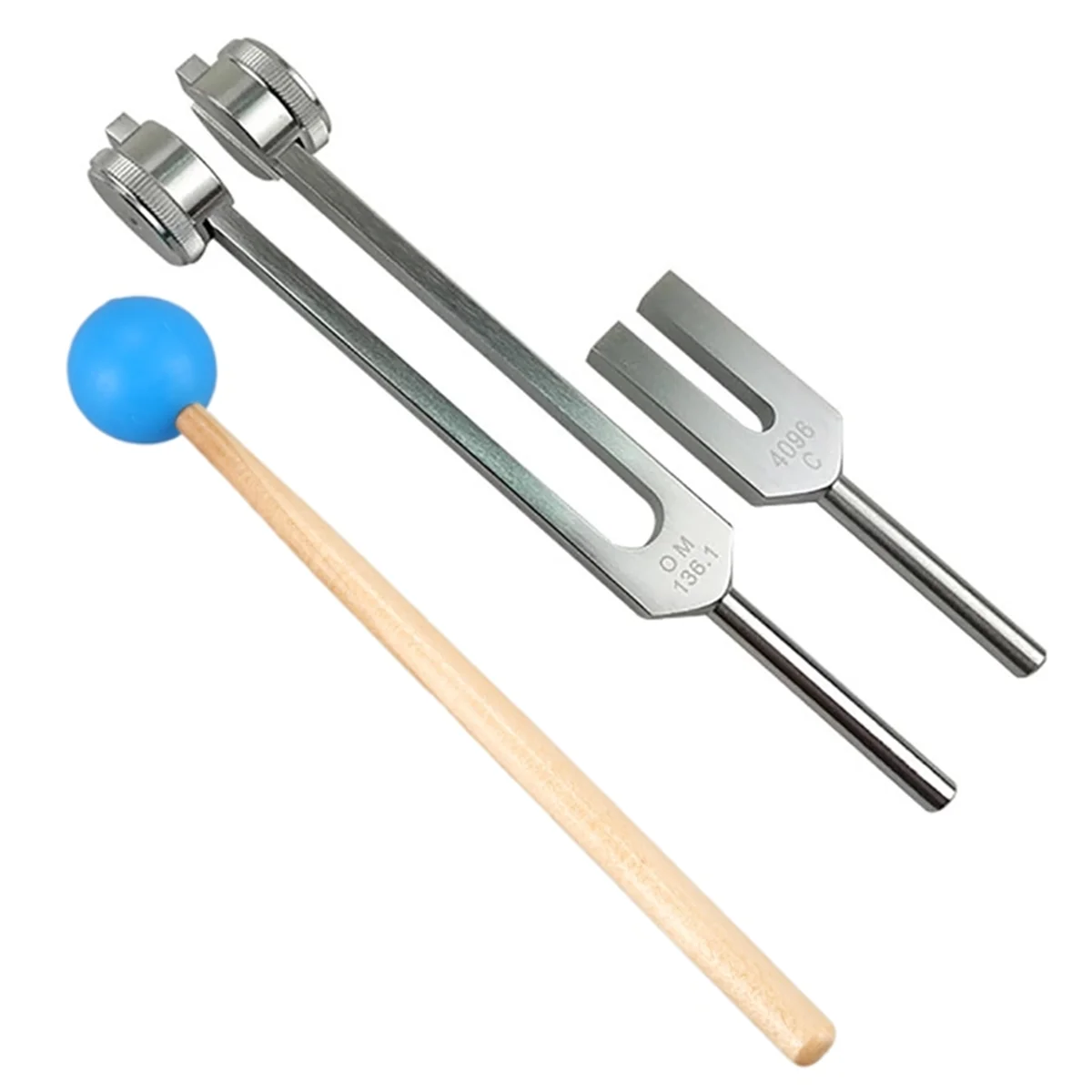 

Chakra Tuning Fork Om136.1Hz & 4096C Set, Sound Healing Percussion Musical Instrument with Mallet & Bag