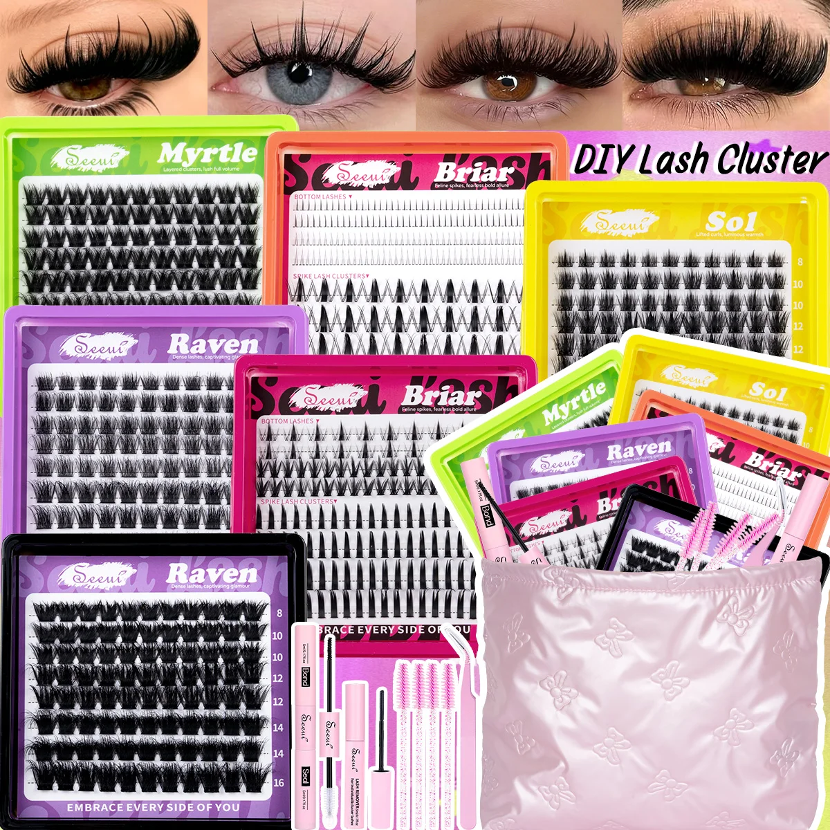 Fairy Lash Clusters Kit DIY Manga Lashes Natural Wispy Anime Lashes for Daily Work & Party Mix Styles Halloween Christmas Gift