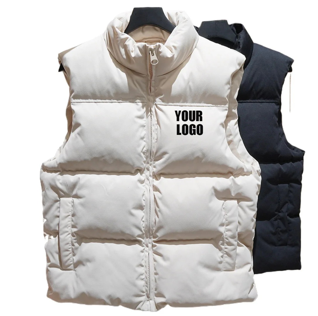 Customized LOGO Men's European and American Fashion Medium Neck Vest Vest Zipper Padded Jacket Top