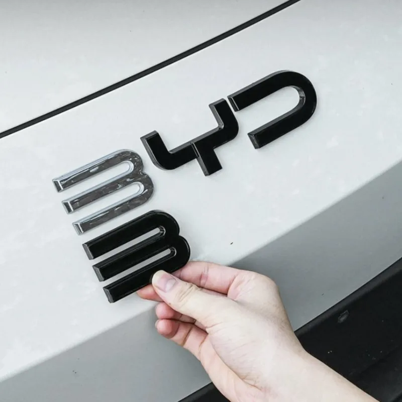 ل BYD ختم هان سونغ يوان دولفين ATTO 3 اكسسوارات السيارات المصد الأمامي شعار شارة ملصق مائي شعار الكربون الأسود تجديد ملصق
