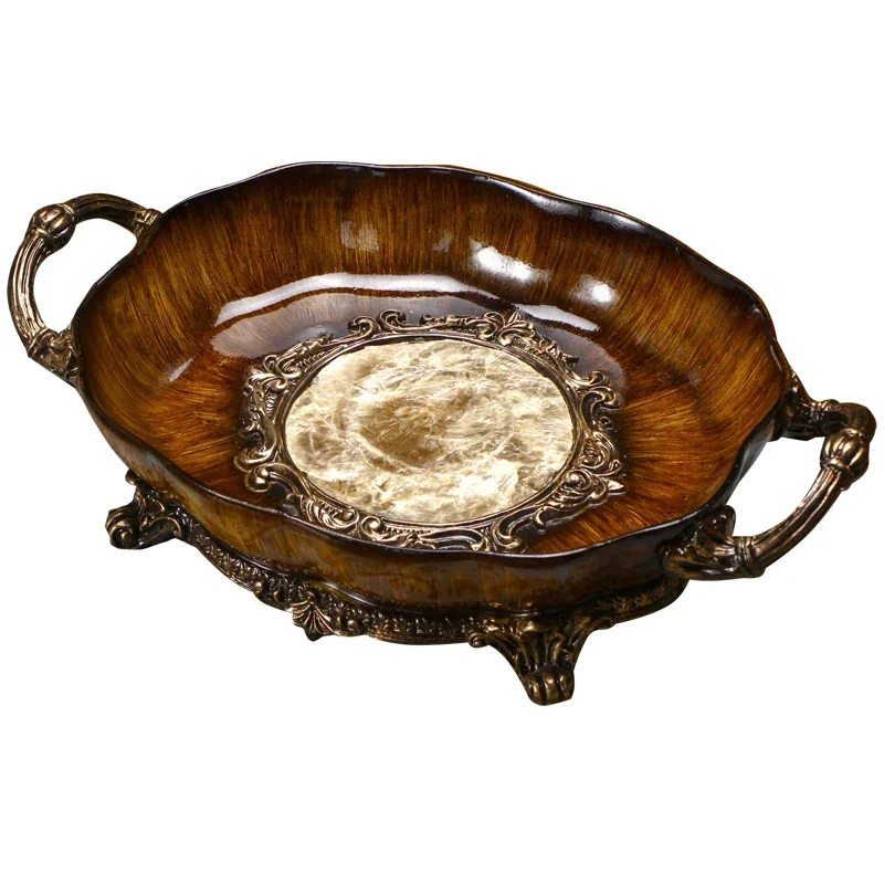 

Classical Carved Fruit Plate Elegant Living Room Decor Creative Tea Table Ornament Retro Dried Fruit Dish Plate Decorative Tray