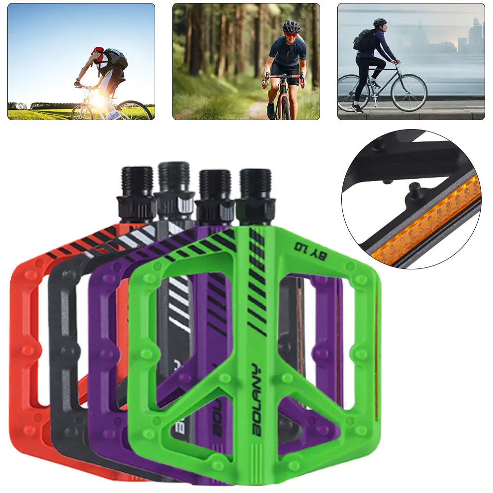 Pedal de bicicleta de nailon DU, rodamiento sellado, pedales de rodamiento de ciclismo con Reflector, pedales de advertencia de seguridad, accesorios para bicicleta de montaña