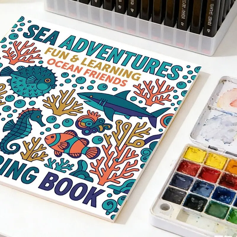 24 Pages Kids Coloring Book Extra Thick DIY Handmade Doodle Drawing Activity Book for Beginners