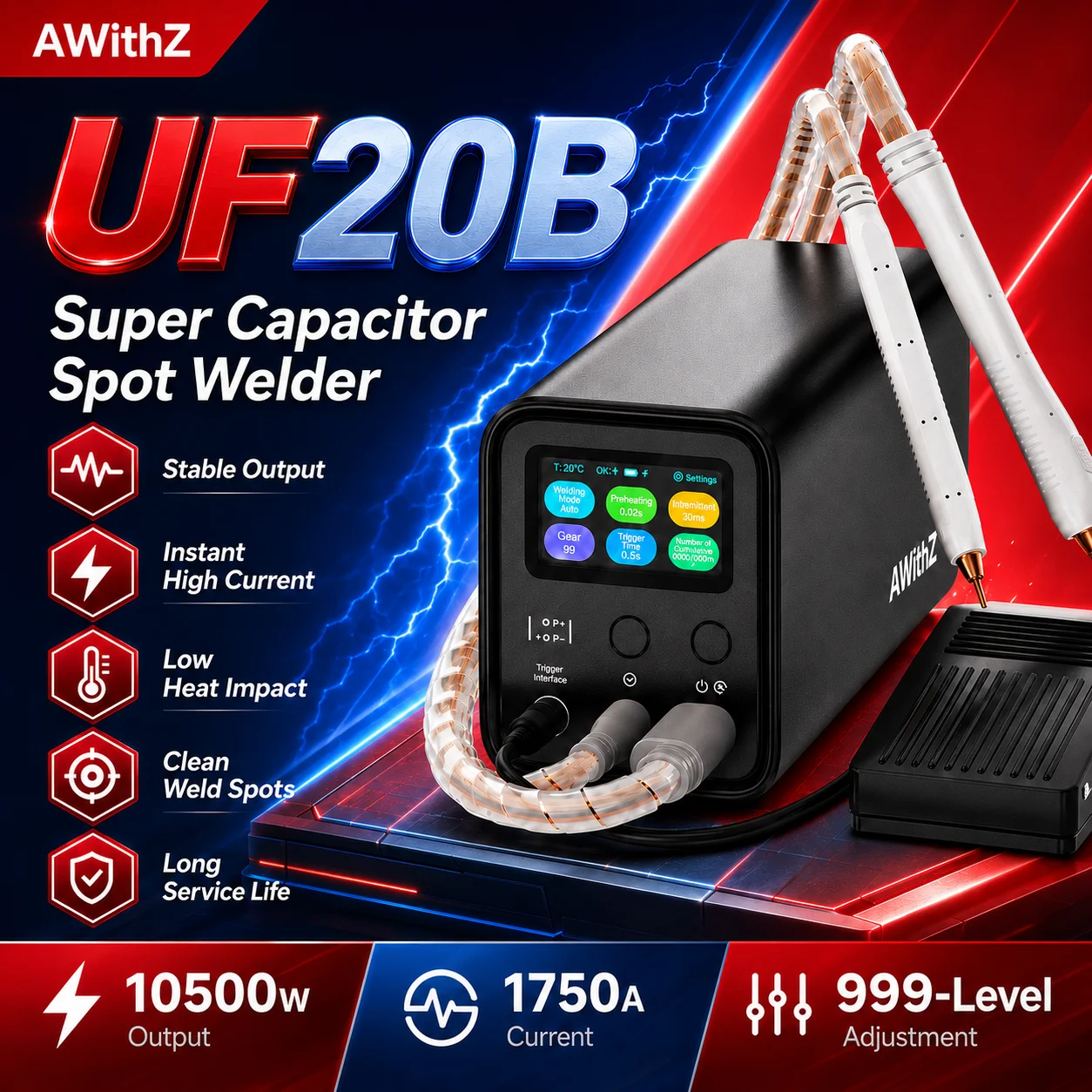 Diy Electronics Spot Welder - AWithZ UF20B Supercapacitor Spot Welder 999-Level