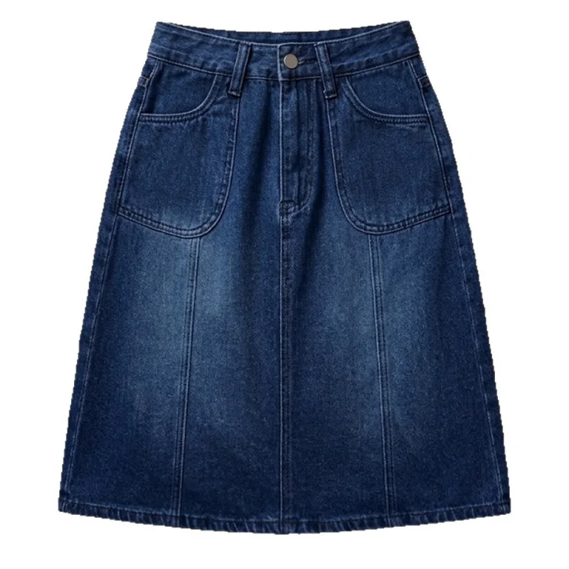 Women's High-Waisted Mid-Length A-Line Denim Skirt Retro Washed Slimming Versatile 2026 New Skirt view 5