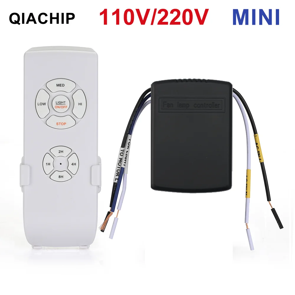 QIACHIP Mini Ceiling Fan Lamp Remote Control Kit AC 110-240V Timing Control Switch Adjusted Wind Speed Transmitter Receiver