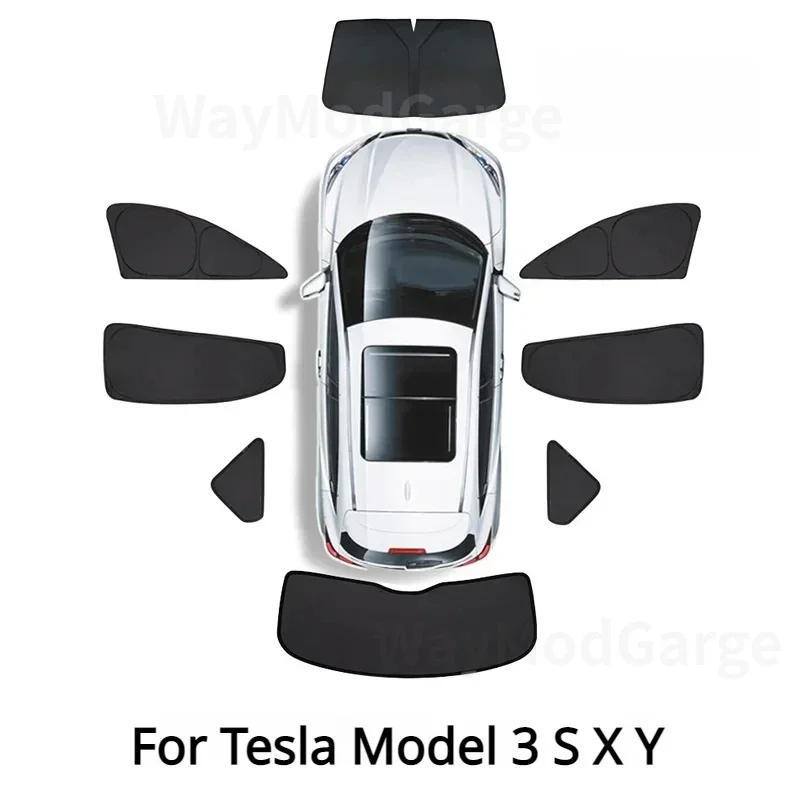 Side Window Privacy Sunshade for Tesla Model 3 S X Y Front Rear Windshield Insulation Privacy Curtain Outdoor Whole Car Shading