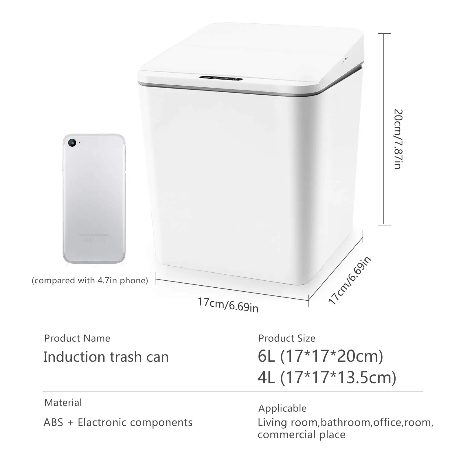 Touchless Mini Countertop Trash Can, Automatic Small Garbage Can for Office Desktop/Bedside Table/Coffee Bar/Bathroom Vanity