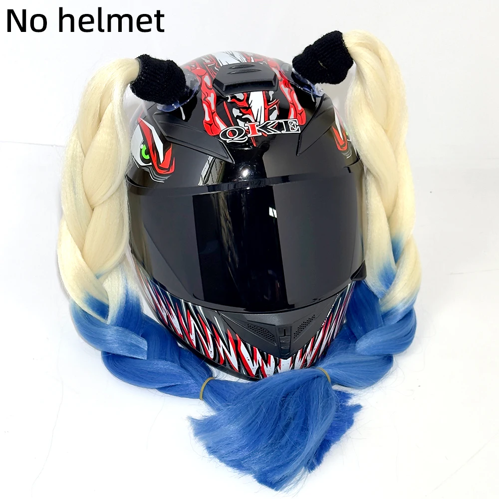 Hot Sale! Helmet Braid Gradient Helmet Braid Tail Hair with Suction Cup Motorcycle Bicycle Ski Helmet Decoration