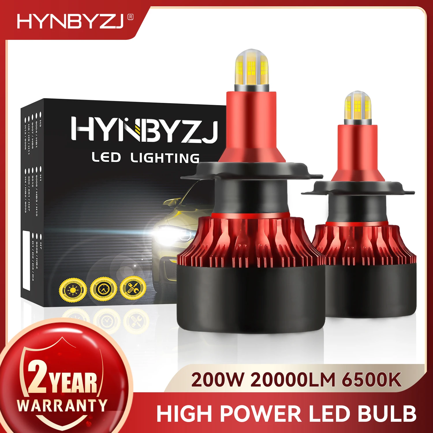 

HYNBYZJ H1 H7 Led Headlights Bulbs 20000LM H8 H9 H11 HB3 9005 HB4 9006 Automotive Fog Lights Turbo Lamp 12V 6500K