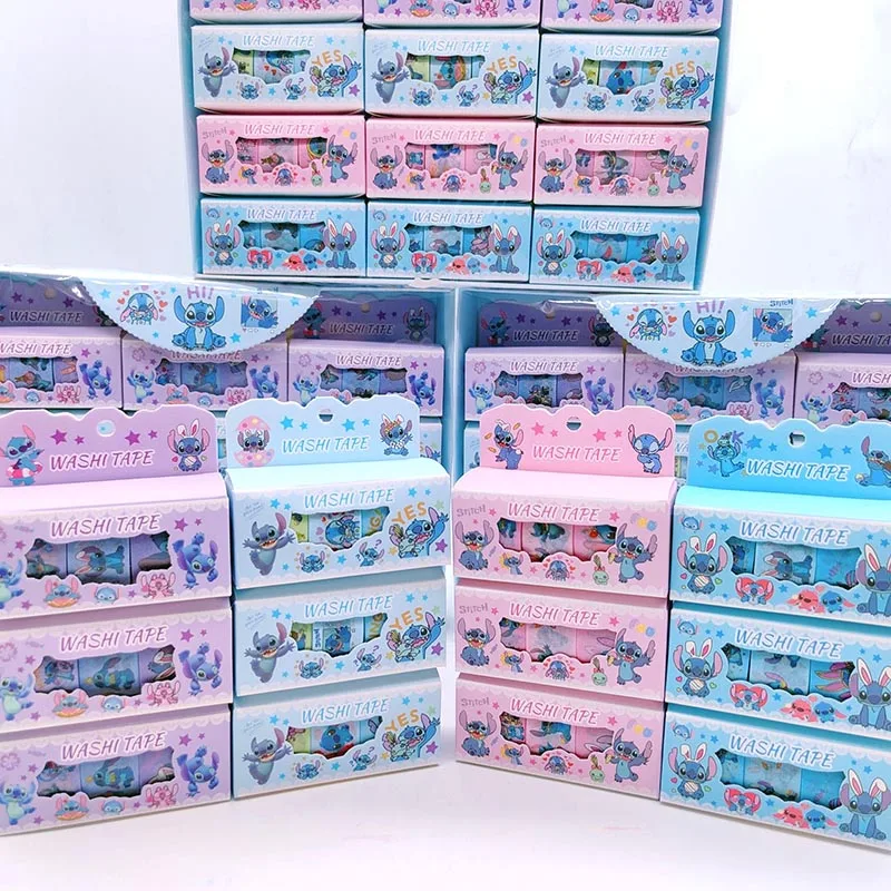 Imagem -02 - Disney-stitch Cartoon Adesivos Washi Tape Scrapbooking Bonito Diário Faça Você Mesmo Adesivo Decorativo Etiqueta Album Stick 12 Caixas por Lote