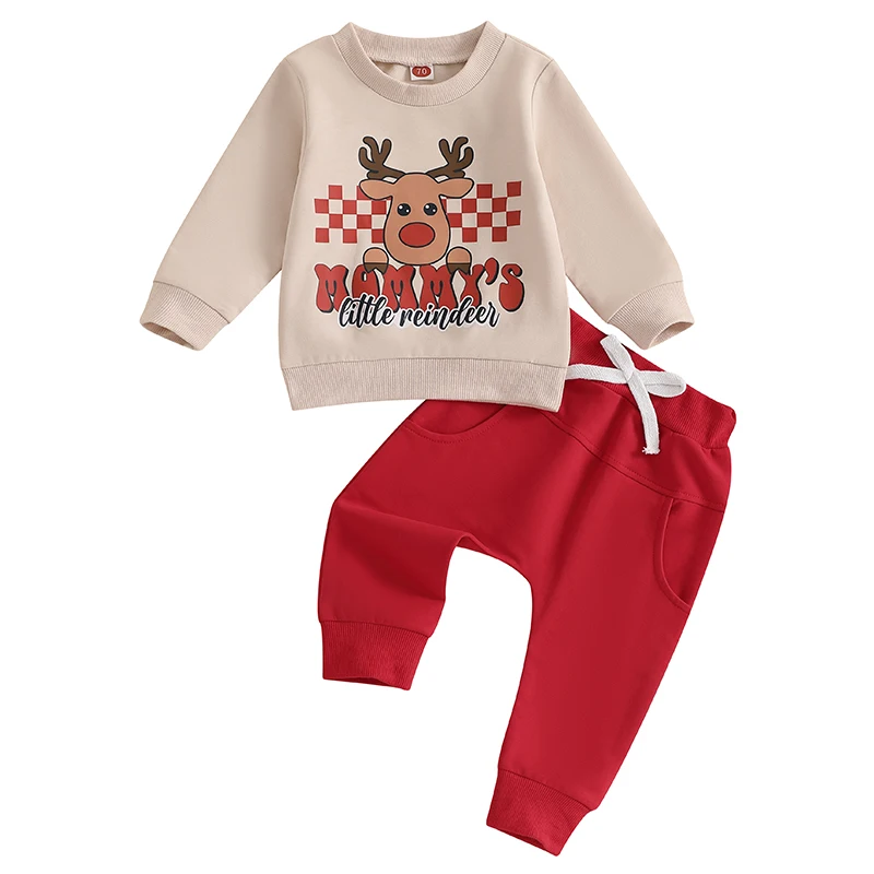 

Christmas Toddler Outfit Set with Santa Claus Print Long Sleeve Sweatshirt and Matching Pants for Holiday Cheer