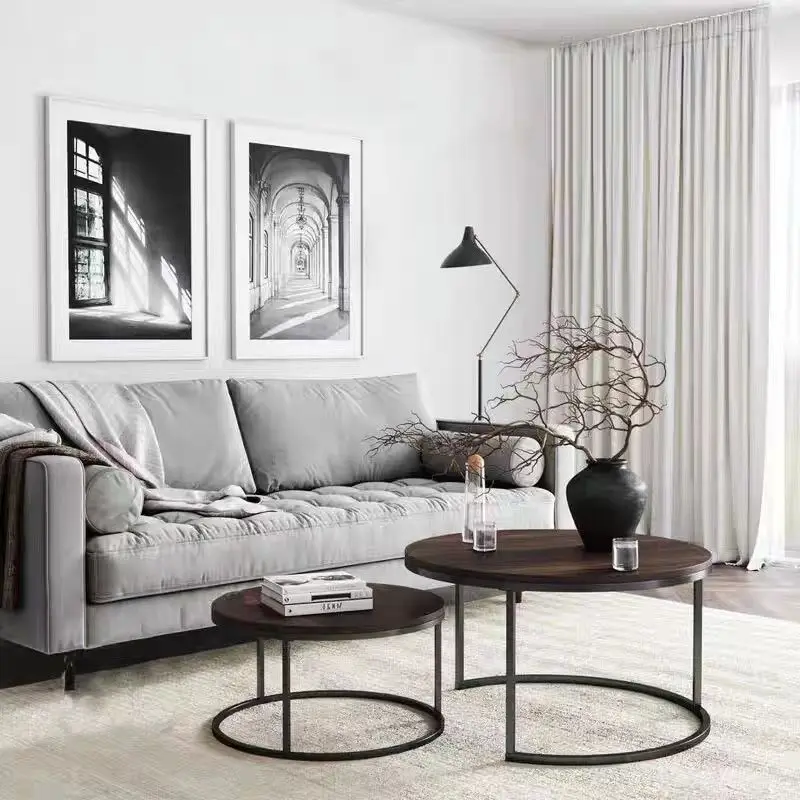 und Kind Holz rund, Tellerkombination, Couchtisch Handwerker High Art, Gefühl mobiler antiker Stil, brauner Couchtisch