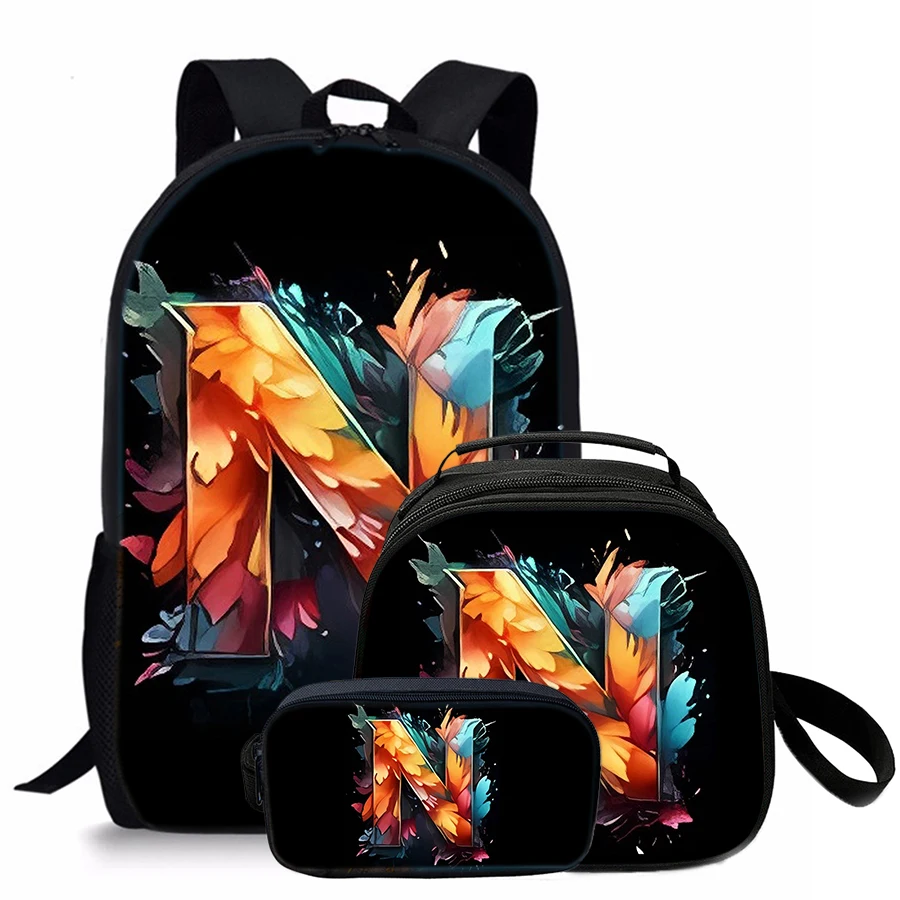 Juego de 3 uds de bolsas de almuerzo redondas con letras, bolsas de lápices, mochilas escolares para niños/niñas, los mejores regalos, mochila de dibujos animados 3D para niños
