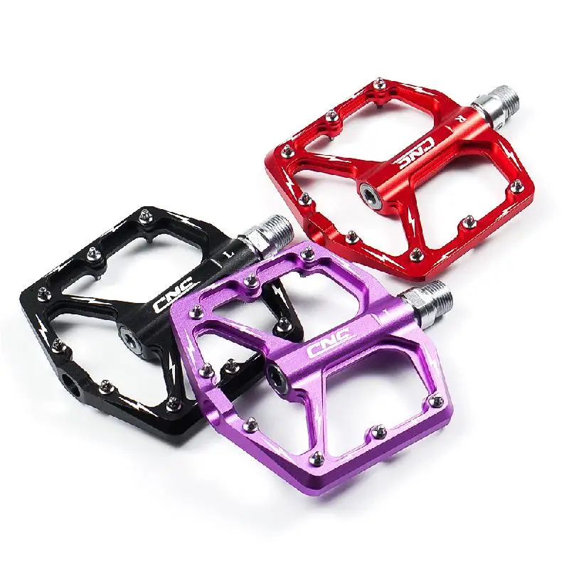 CNC Mtb Pedals, Bicycle Pedals Route, Bike Accessories, Non-slip Bearings Mountain Bikes Flat Platform,Black ,Red, Purple