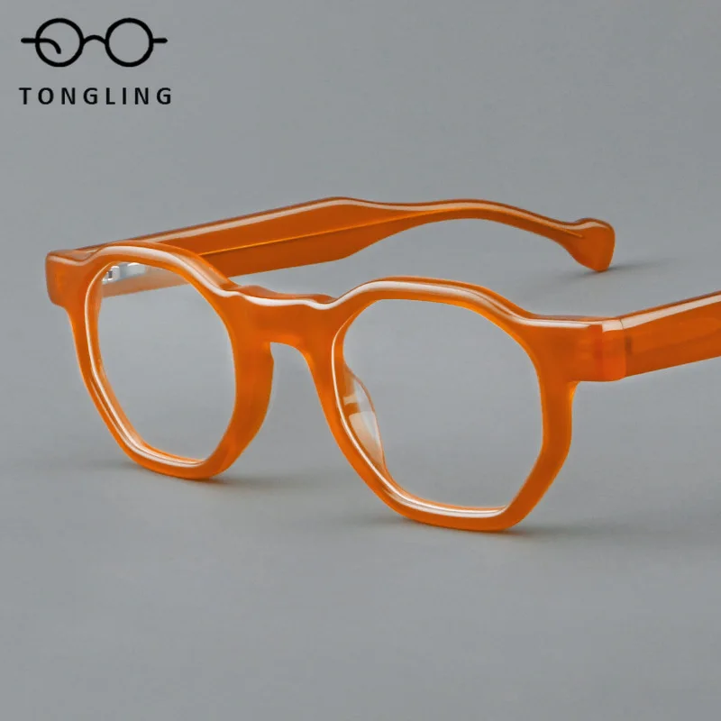 2026 New Men High-Quality Acetate Round Artistic Glasses Vintage Handcrafted Women Fashion Commuting Personalized Eyewear Frame